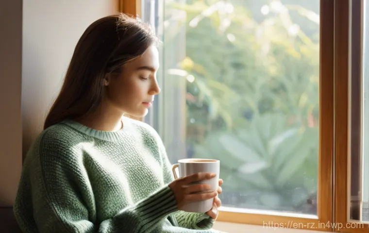 마인드풀테크와 사회적 책임 - **Prompt: Mindful Digital Serenity**
    "A young adult (20s-30s, gender-neutral) is sitting peacefu...