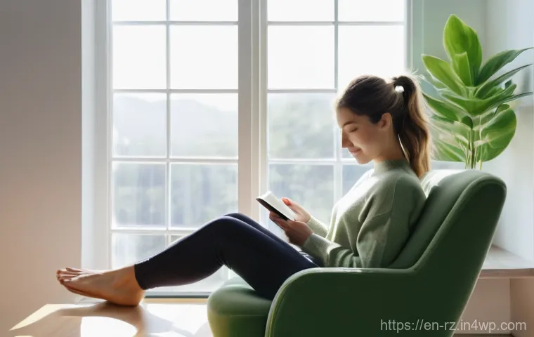 마인드풀테크와 전환 관리 - **Mindful Reading in a Digital Detox Setting**
    A serene image of a young woman, appearing to be ...